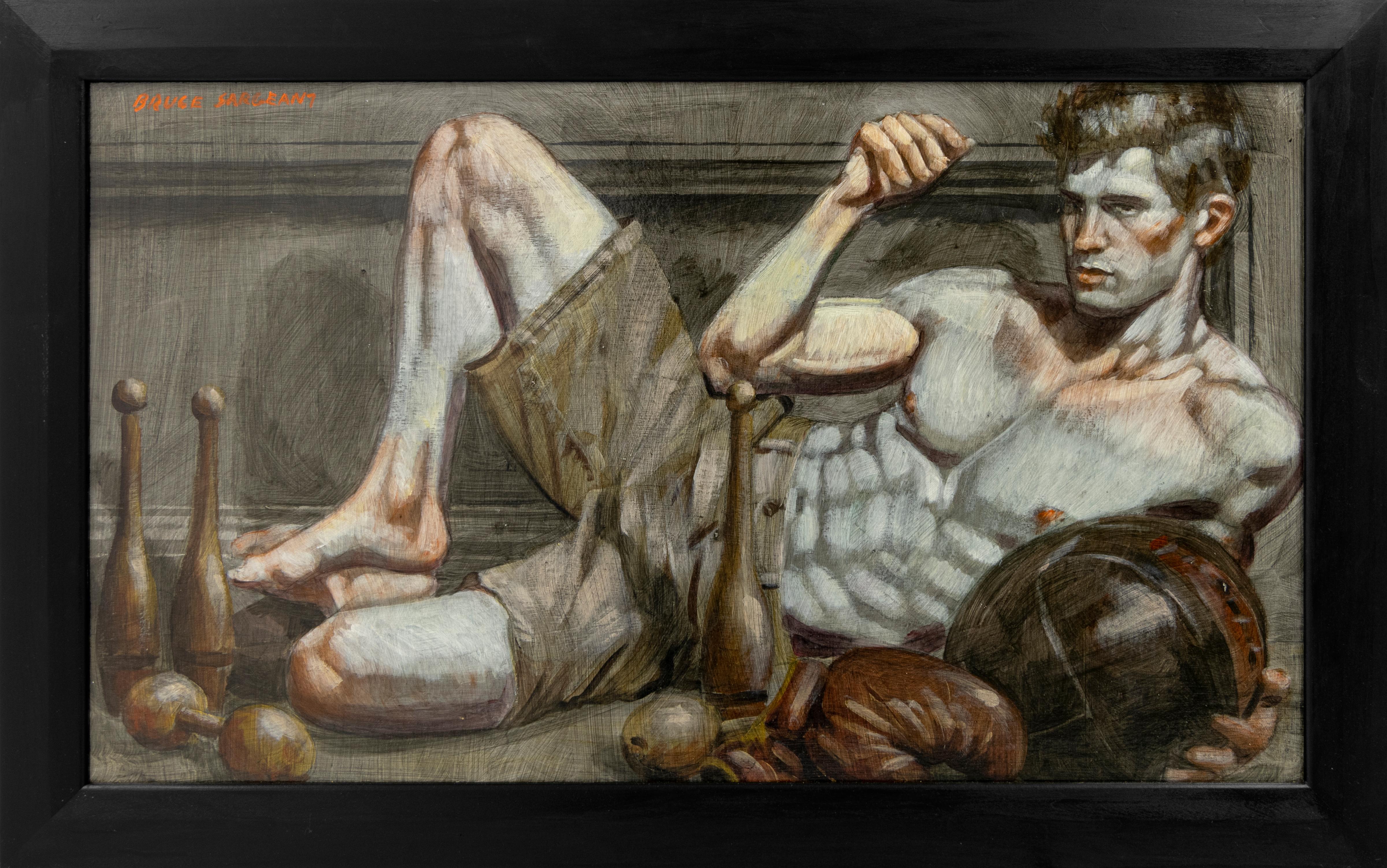 Mark Beard Portrait Painting - [Bruce Sargeant (1898-1938)] Reclining Athlete with Medecine Ball