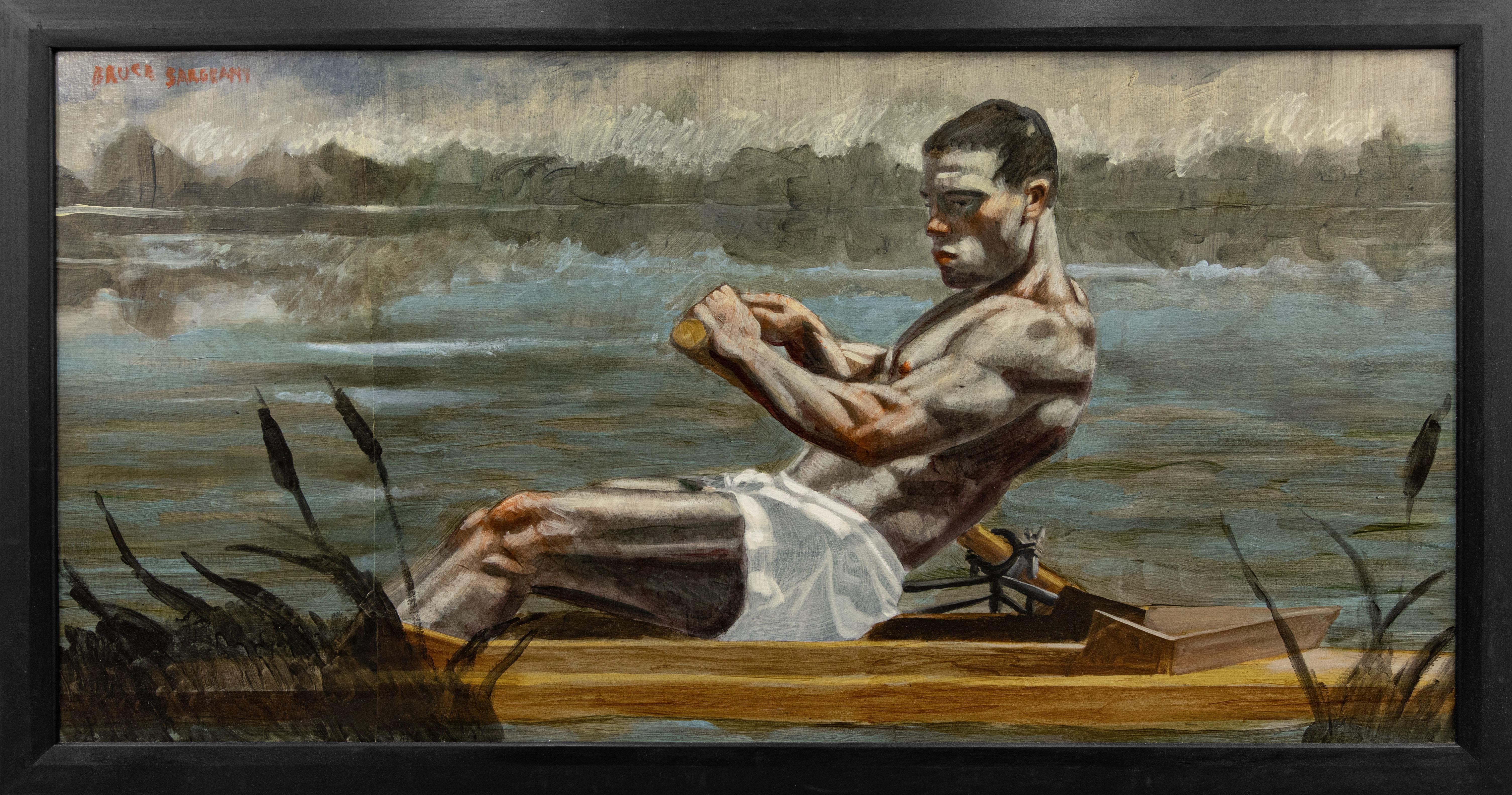 Mark Beard Figurative Painting - [Bruce Sargeant (1898-1938)] Single Rower in Cattails