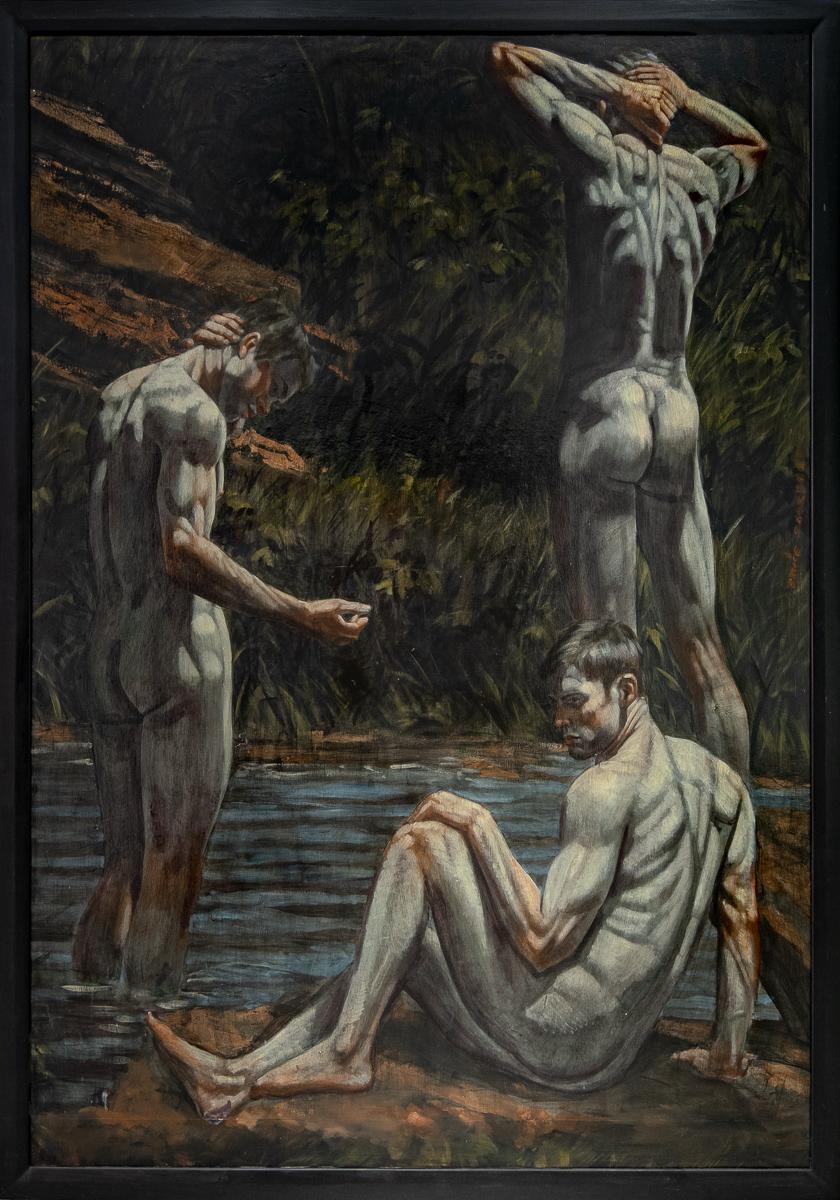 Nude Painting Mark Beard - Trois baigneurs par l'eau -Bruce Sargeant (1898-1938)