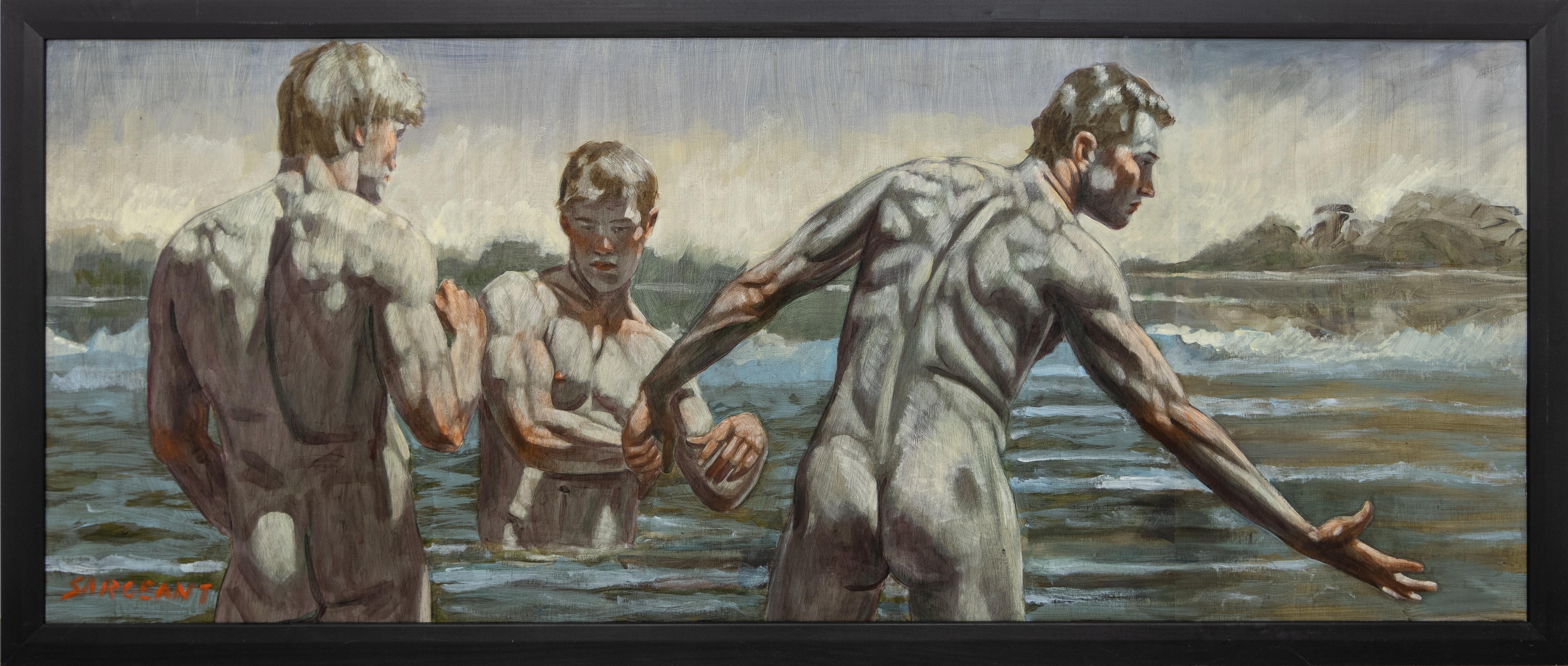 Nude Painting di Mark Beard - [Bruce Sargeant (1898-1938)] Tre uomini che fanno il bagno
