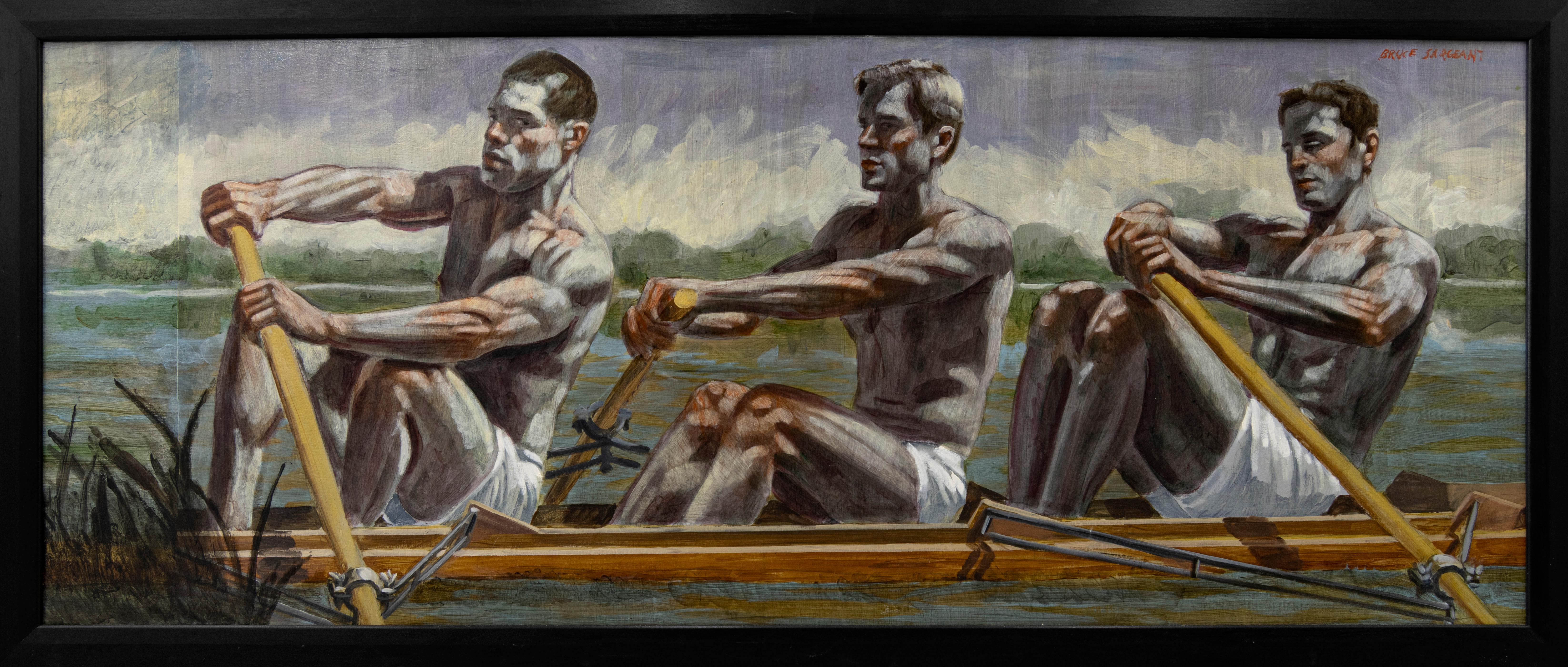 Mark Beard Figurative Painting - [Bruce Sargeant (1898-1938)] Three Rowers, Early Morning Practice