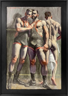 [Bruce Sargeant (1898-1938)] Three Teammates in the Locker Room 