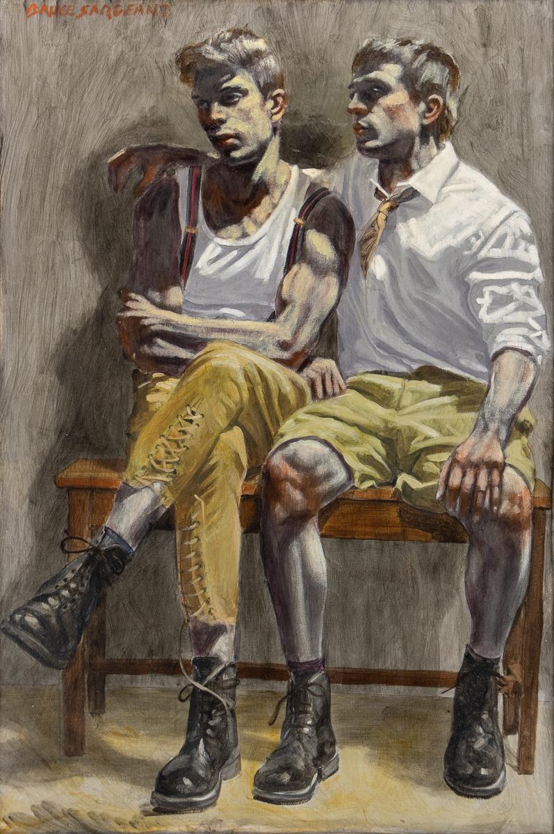 [Bruce Sargeant (1898-1938)] Two Boys on Bench - Painting by Mark Beard