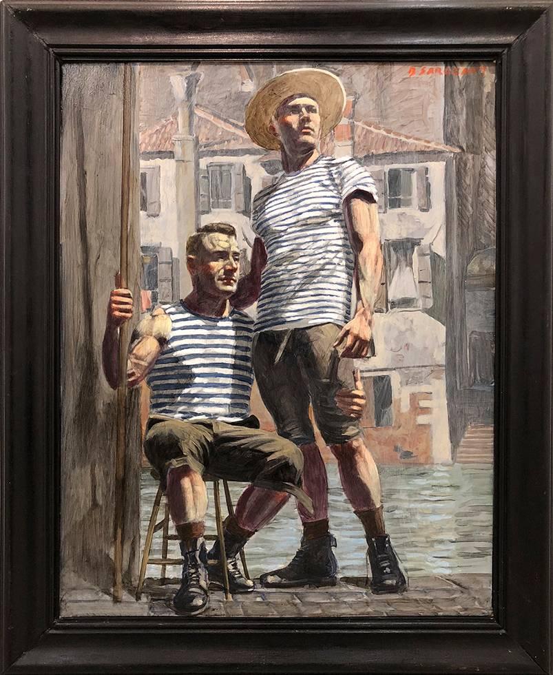 Mark Beard Portrait Painting - [Bruce Sargeant (1898-1938)] Two Gondoliers, One Seated