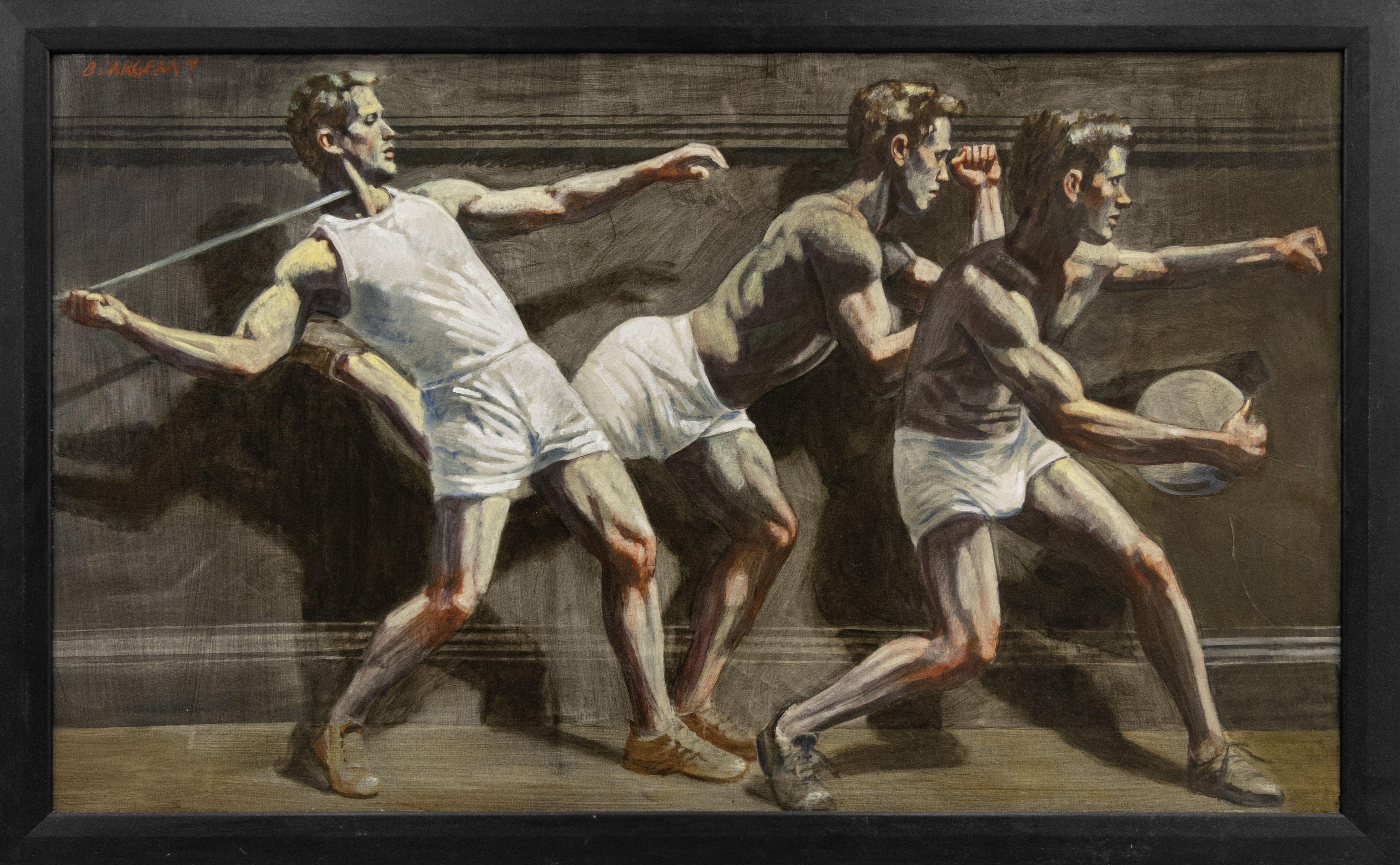 [Bruce Sargeant (1898-1938)]  Two Men Throwing, One Running - Painting by Mark Beard