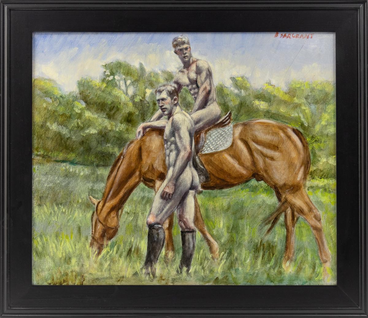 Mark Beard Nude Painting - [Bruce Sargeant (1898-1938)] Two Men with Horse