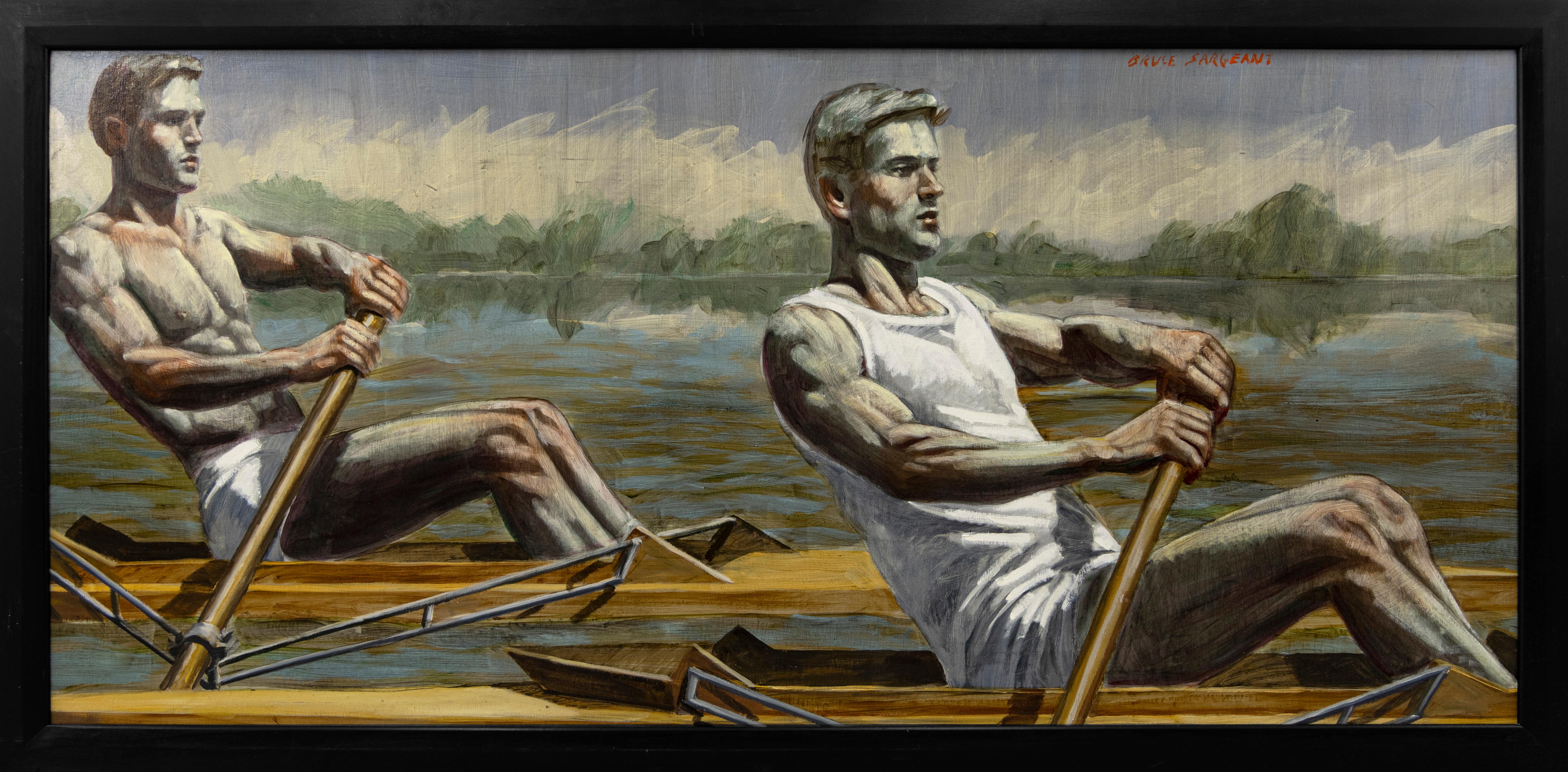Mark Beard Figurative Painting – [Bruce Sargeant (1898-1938)] Zwei röhrenförmige Kühle, die sich über das Wasser glitzern