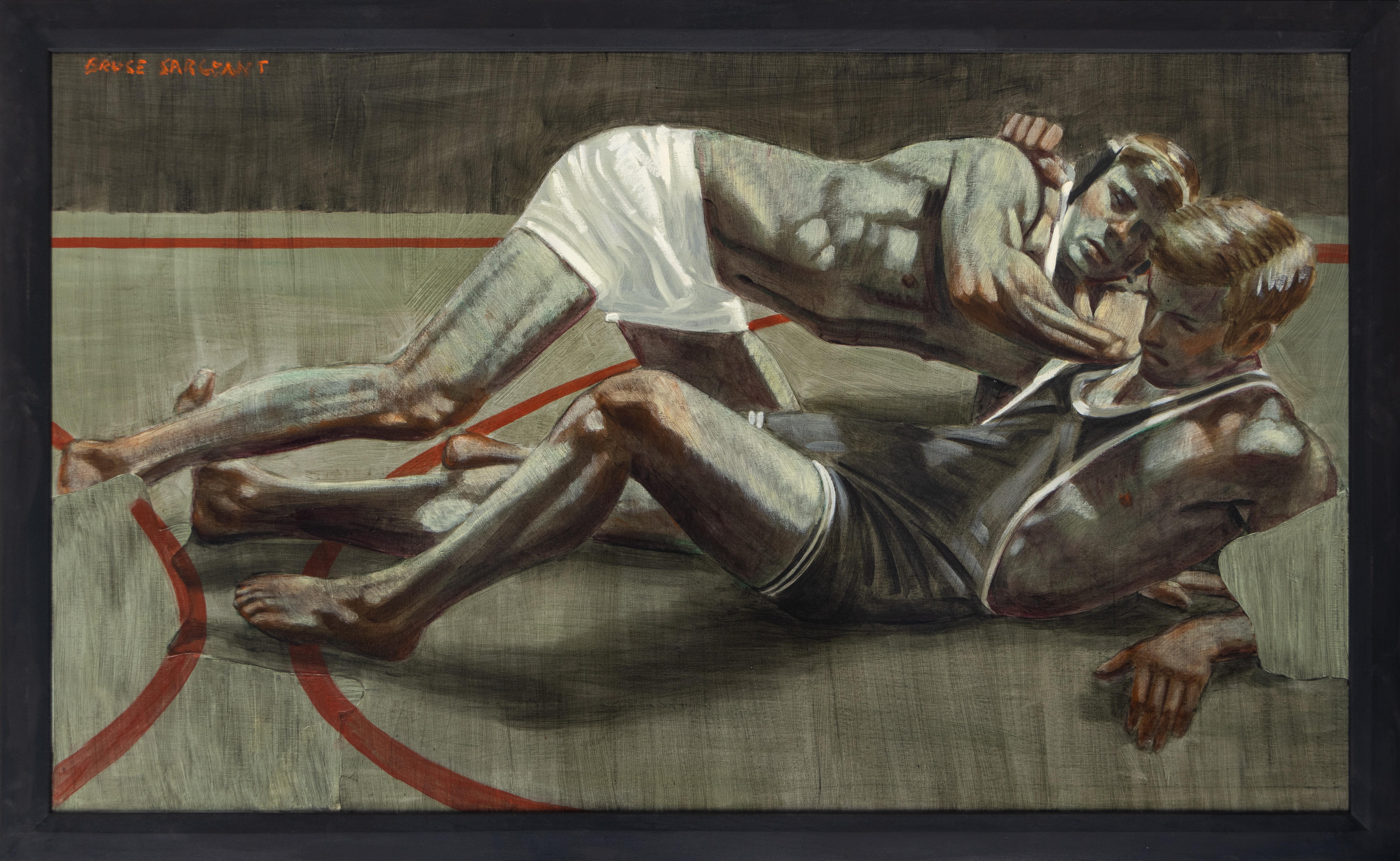 [Bruce Sargeant (1898-1938)] Dos luchadores en el tatami, pintura contemporánea