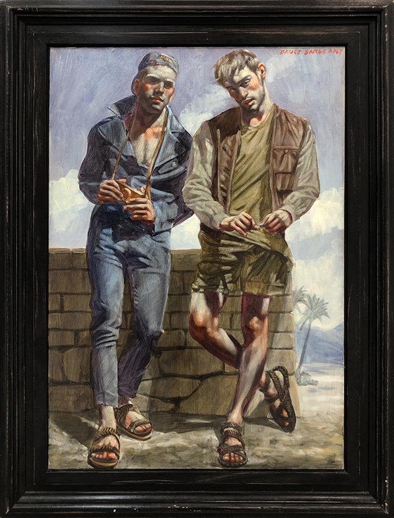 Mark Beard Figurative Painting - [Bruce Sargeant (1898-1938)] Two Young Men in Sandals