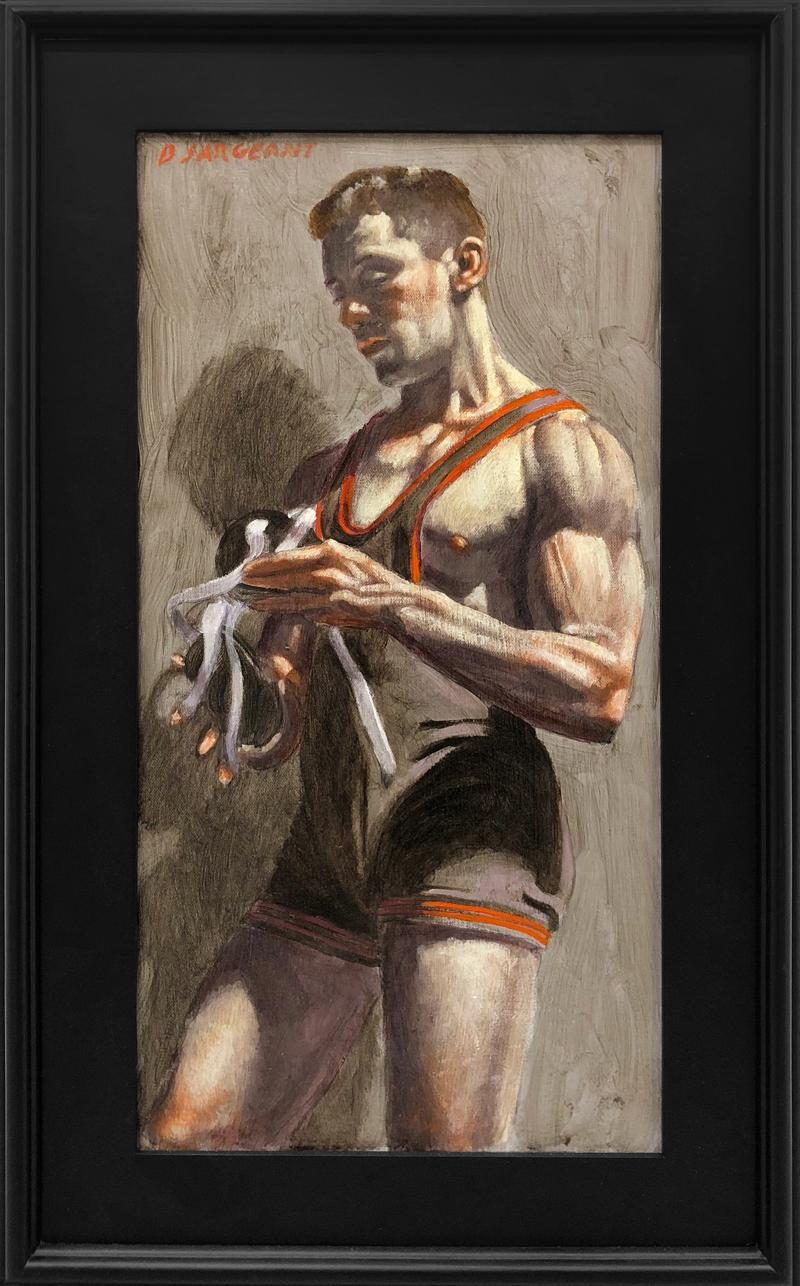 Mark Beard Portrait Painting - [Bruce Sargeant (1898-1938)] Wrestler Holding His Headgear