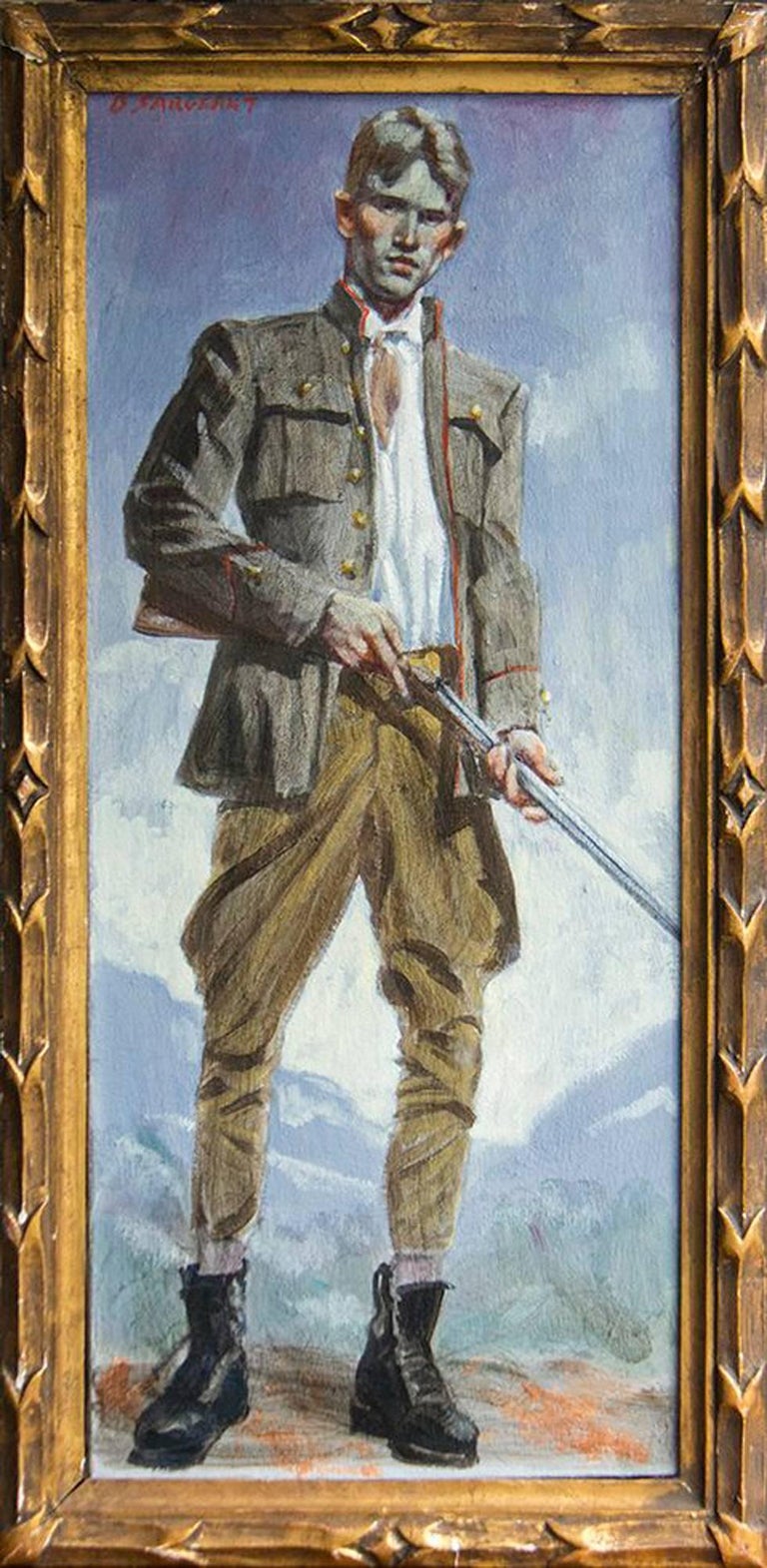 Mark Beard Portrait Painting - [Bruce Sargeant (1898-1938)] Young Hunter (Man with Gun)