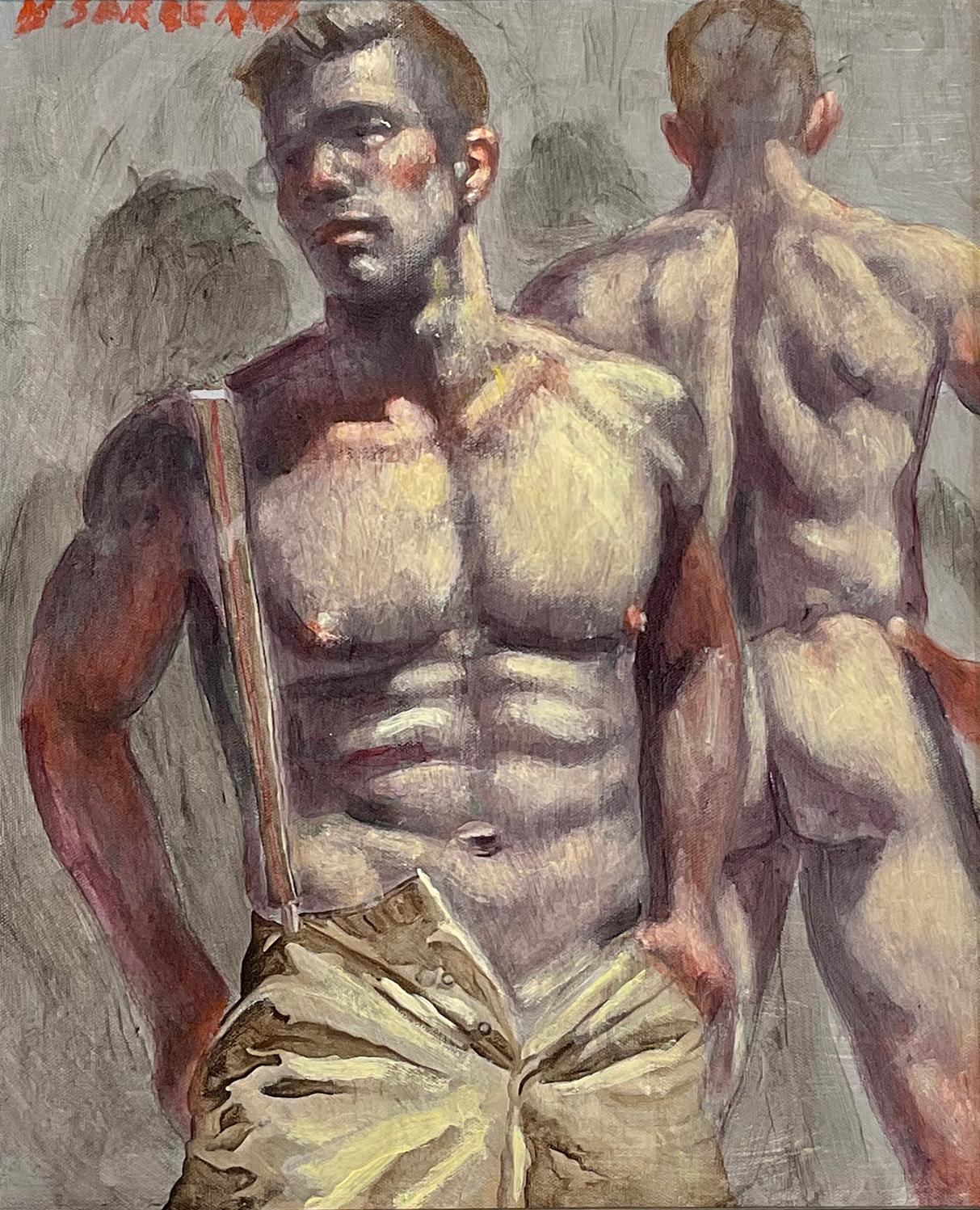 Charlie in Suspenders (Figurative Painting & Nude Study by Mark Beard)  2