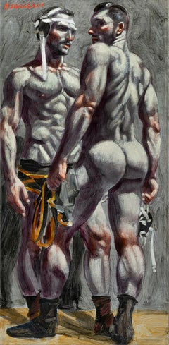 Christopher and His Wrestling Togs (Male Nude Athletes, Oil, Bruce Sargeant)