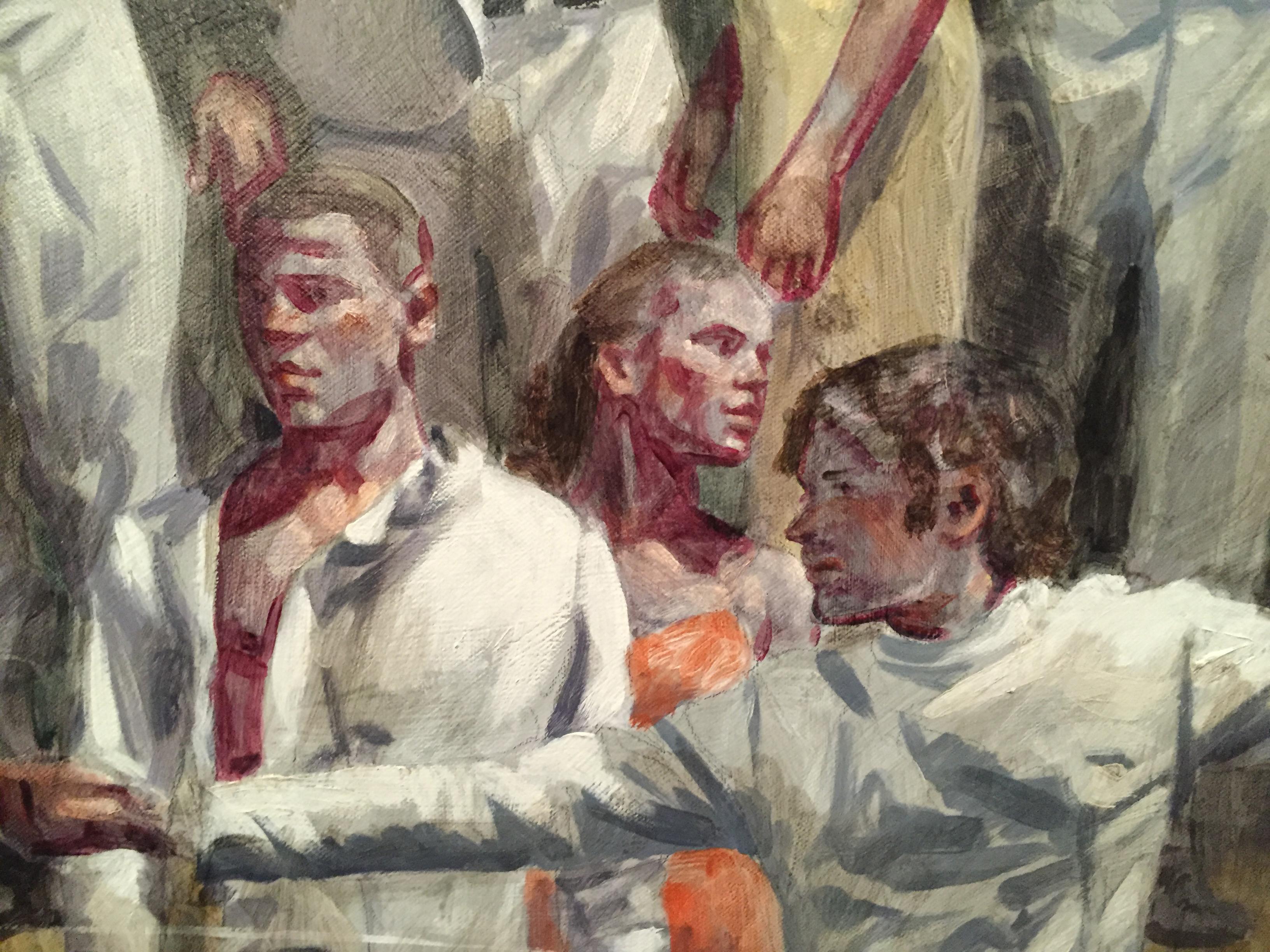 Fencers (Figurative Oil Painting by Mark Beard of Athletes in Sport, Framed) 4