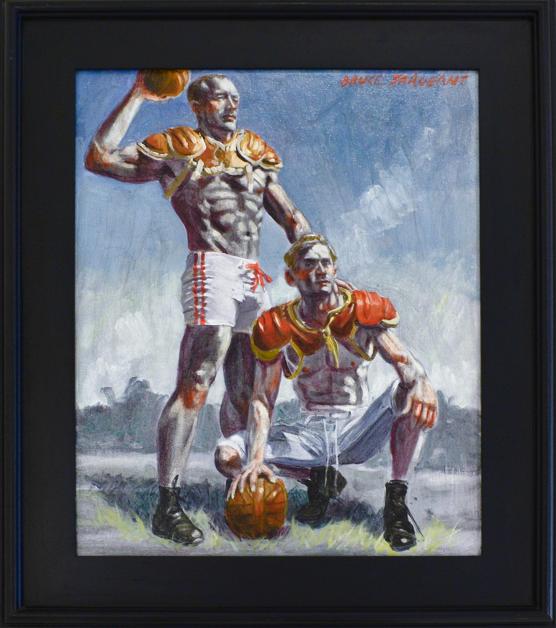 Fußballspieler (Figuratives Gemälde männlicher Athleten im akademischen Stil)  – Painting von Mark Beard