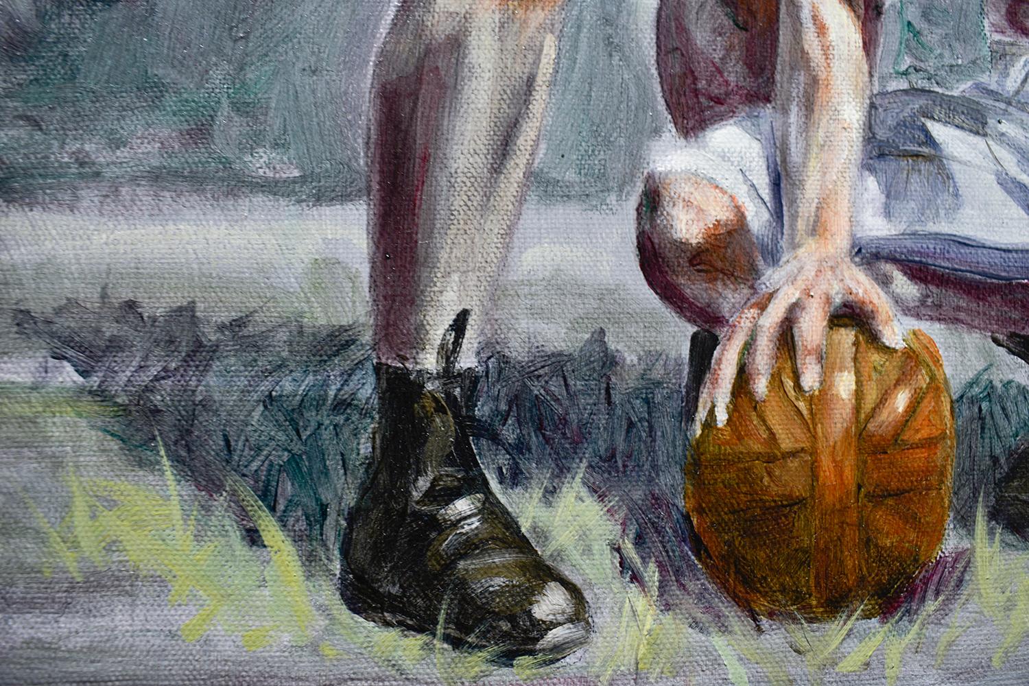 Football Players (Framed Academic Style Figurative Painting of Male Athletes)  For Sale 1