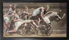 Frieze with Five Athletes (Mural of Young Men Running in Shorts by Mark Beard)