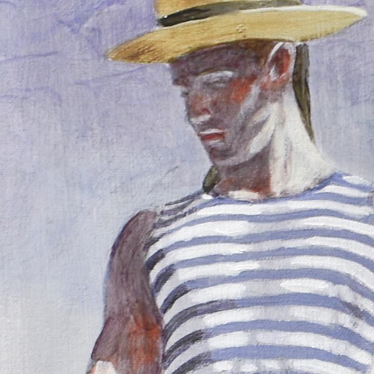 Gondolier in Venice (Academic Style Figurative Painting by Mark Beard)  1