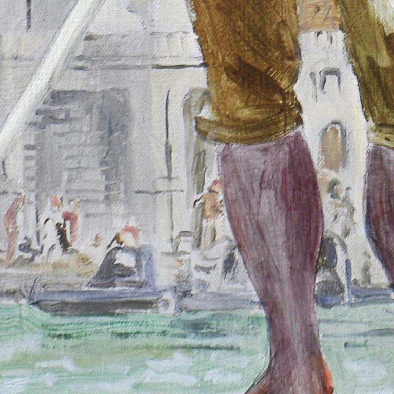 Gondolier in Venice (Academic Style Figurative Painting by Mark Beard)  2