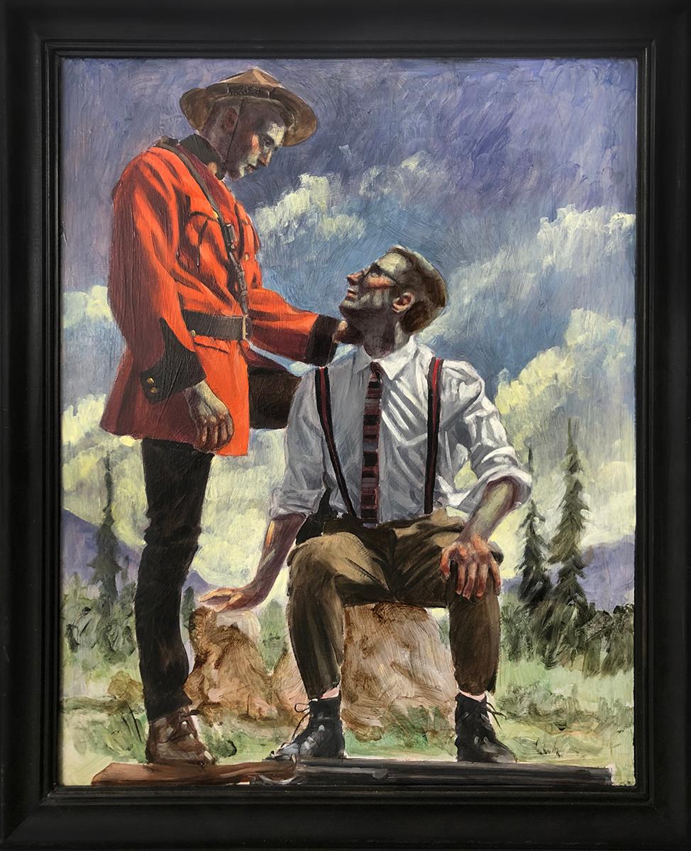 Mark Beard Portrait Painting – helpful Canadian Mountie aus Kanada