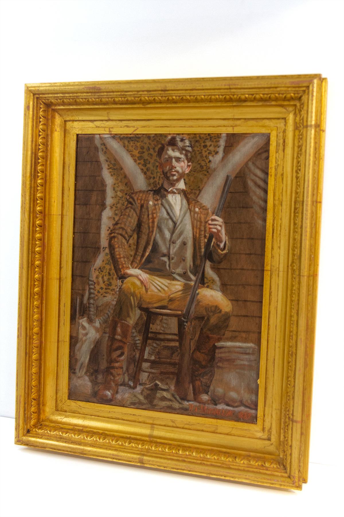 [Hippolyte-Alexandre Michallon (1849-1930)] Tate Quinney-Barker avec ses Trophée - Painting by Mark Beard