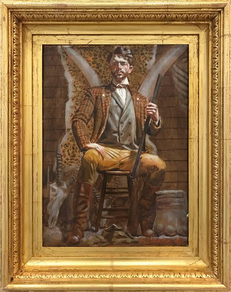 Mark Beard Portrait Painting - [Hippolyte-Alexandre Michallon (1849-1930)] Tate Quinney-Barker avec ses Trophée