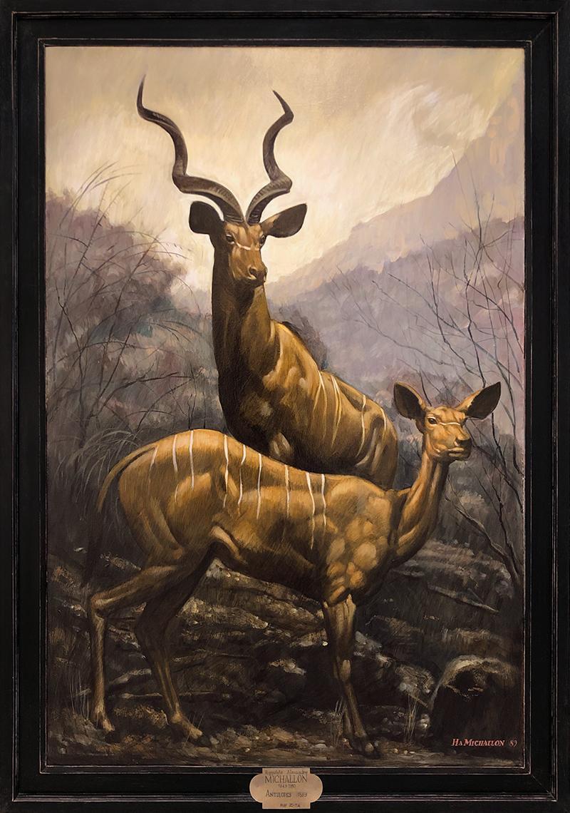 Mark Beard Figurative Painting - [Hippolyte-Alexandre Michallon (1849-1930)] Les Antelopes