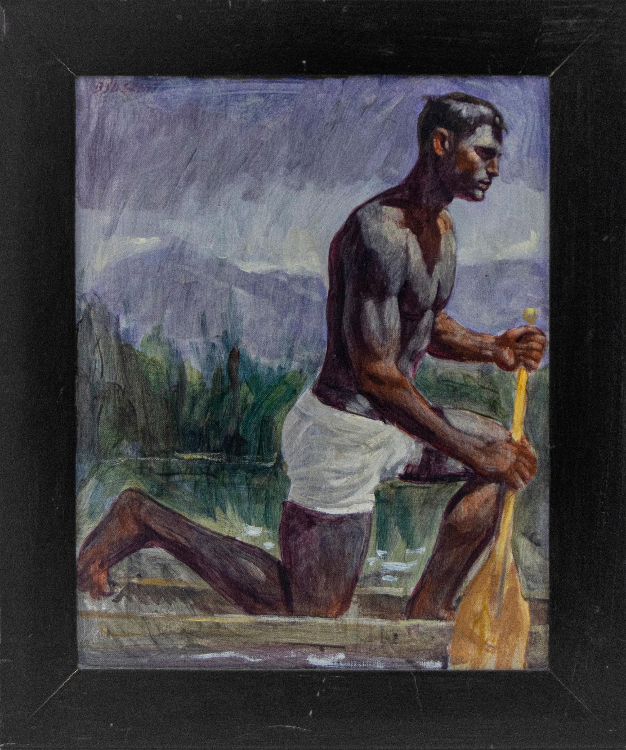 Kneeling Rower - Painting by Mark Beard