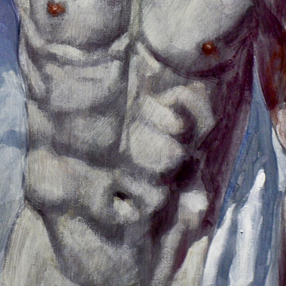 Man with Towel (Academic Style Figurative Male Nude Oil Painting by Mark Beard) 1
