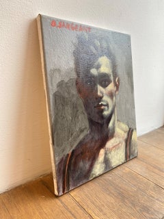 Portrait of Man in Red Suspenders (Contemporary Figure in Oil by Mark Beard)