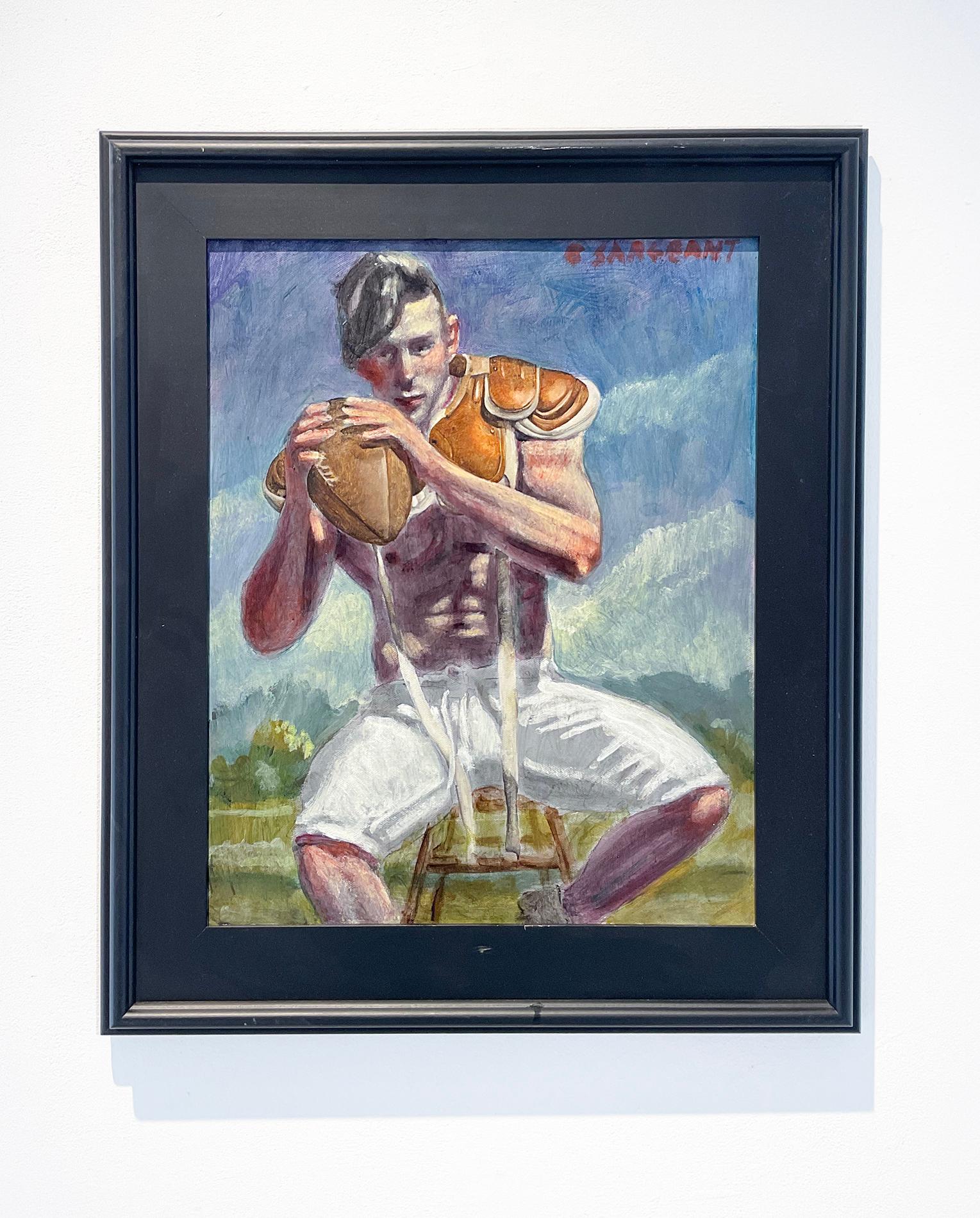 Prêt à jouer (peinture figurative académique d'un athlète masculin par Mark Beard)  en vente 1