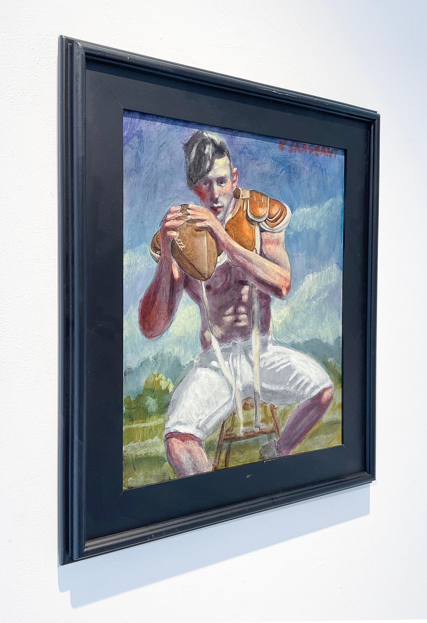 Prêt à jouer (peinture figurative académique d'un athlète masculin par Mark Beard)  en vente 2