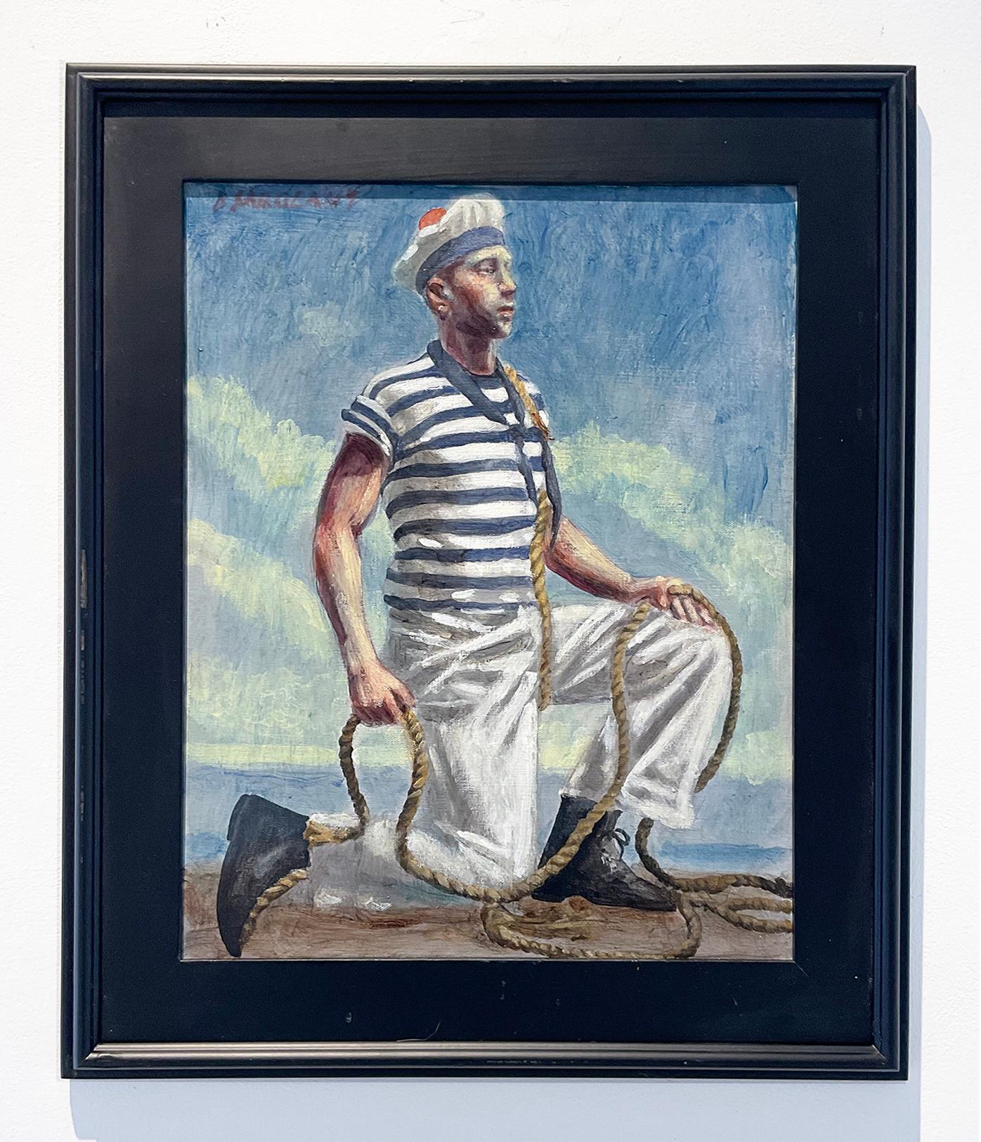 Marin à la corde (peinture figurative d'un homme par Mark Beard, Bruce Sargeant) en vente 1