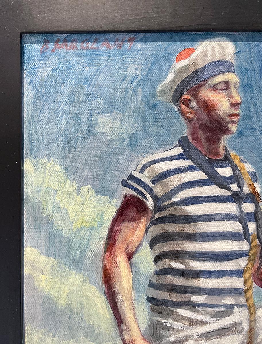 Sailor with Rope (Figurative Painting of a Man by Mark Beard, Bruce Sargeant) For Sale 2