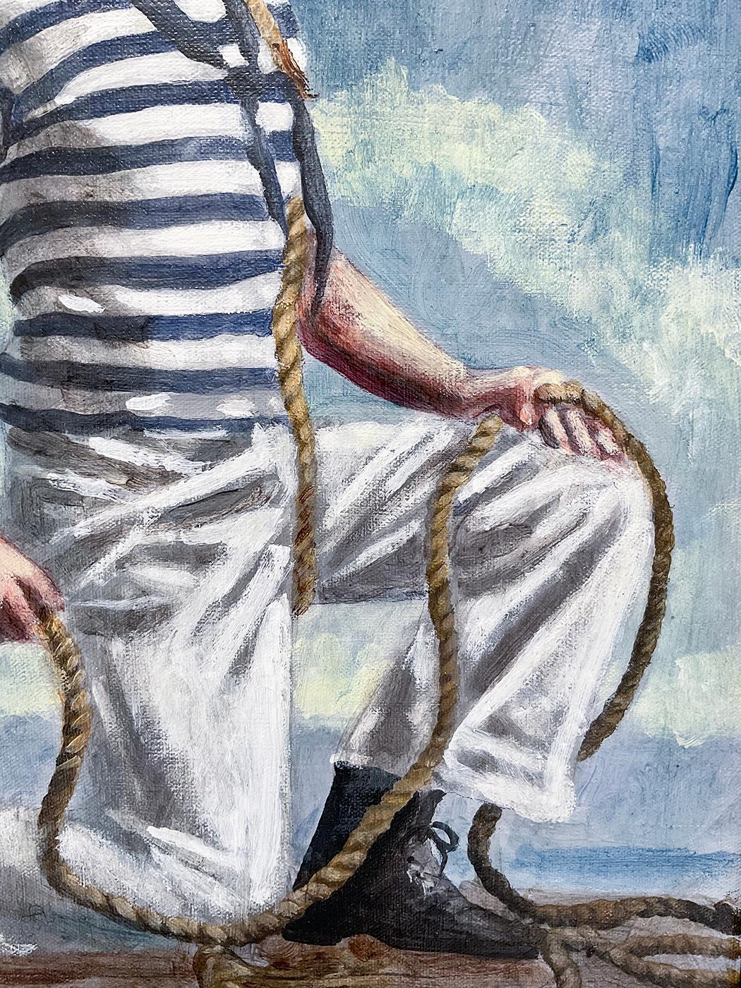 Marin à la corde (peinture figurative d'un homme par Mark Beard, Bruce Sargeant) en vente 6