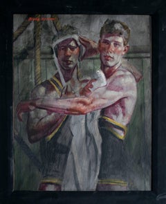 The Wrestlers (Painting of Two Male Athletes by Mark Beard)