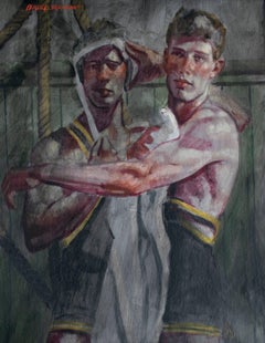 Les Lutteurs (peinture de deux athlètes masculins par Mark Beard)