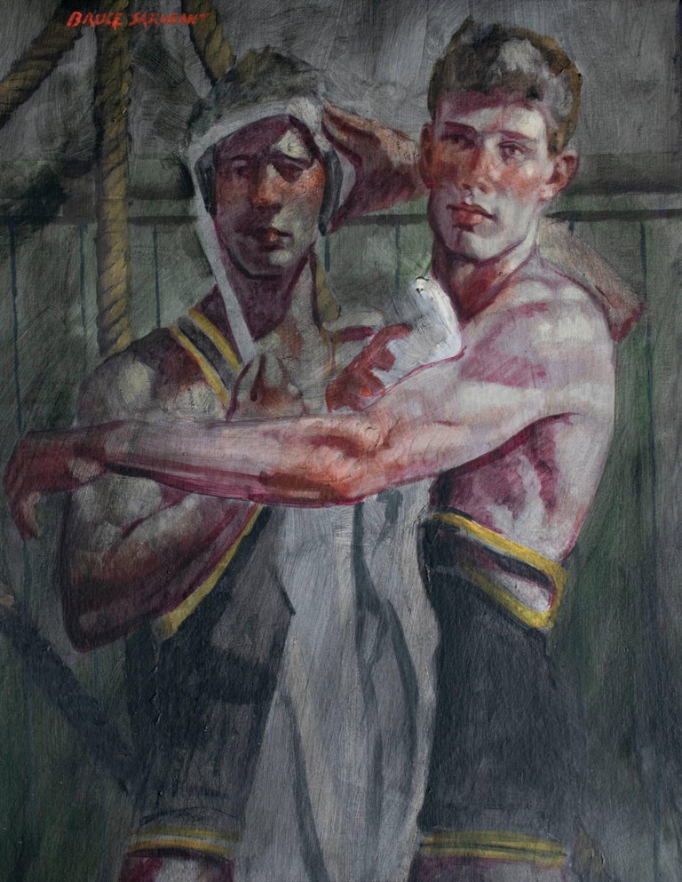 Mark Beard - The Wrestlers Large Figurative Painting on 