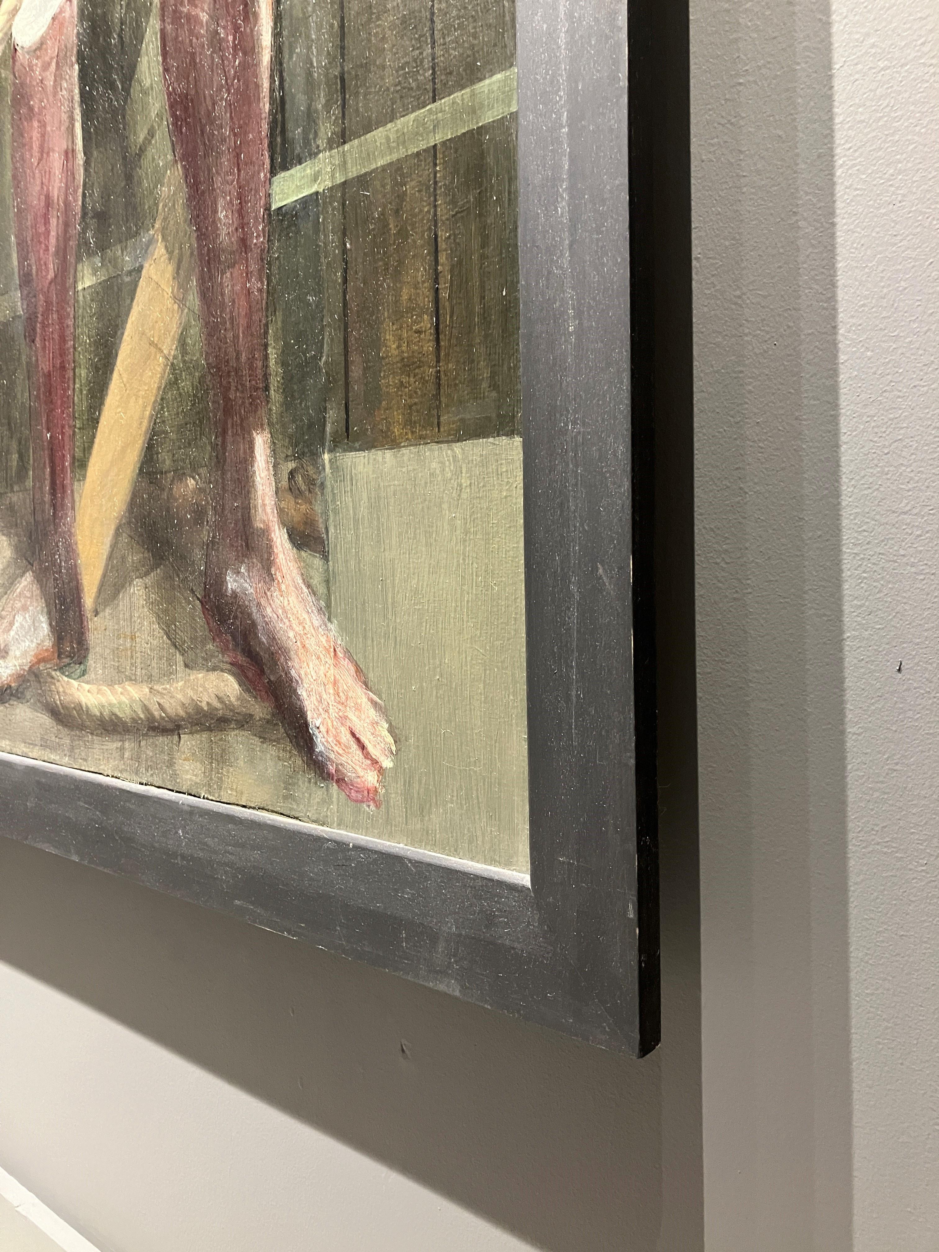 Tres figuras en los vestuarios (Pintura figurativa de deportistas masculinos) 4