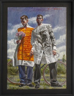 Two Boys with Bouquet (Academic Male Figurative Mark Beard Painting for Lanvin)