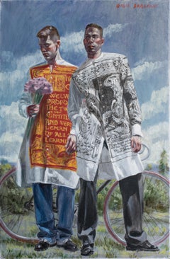 Two Boys with Bouquet (Academic Male Figurative Mark Beard Painting for Lanvin)