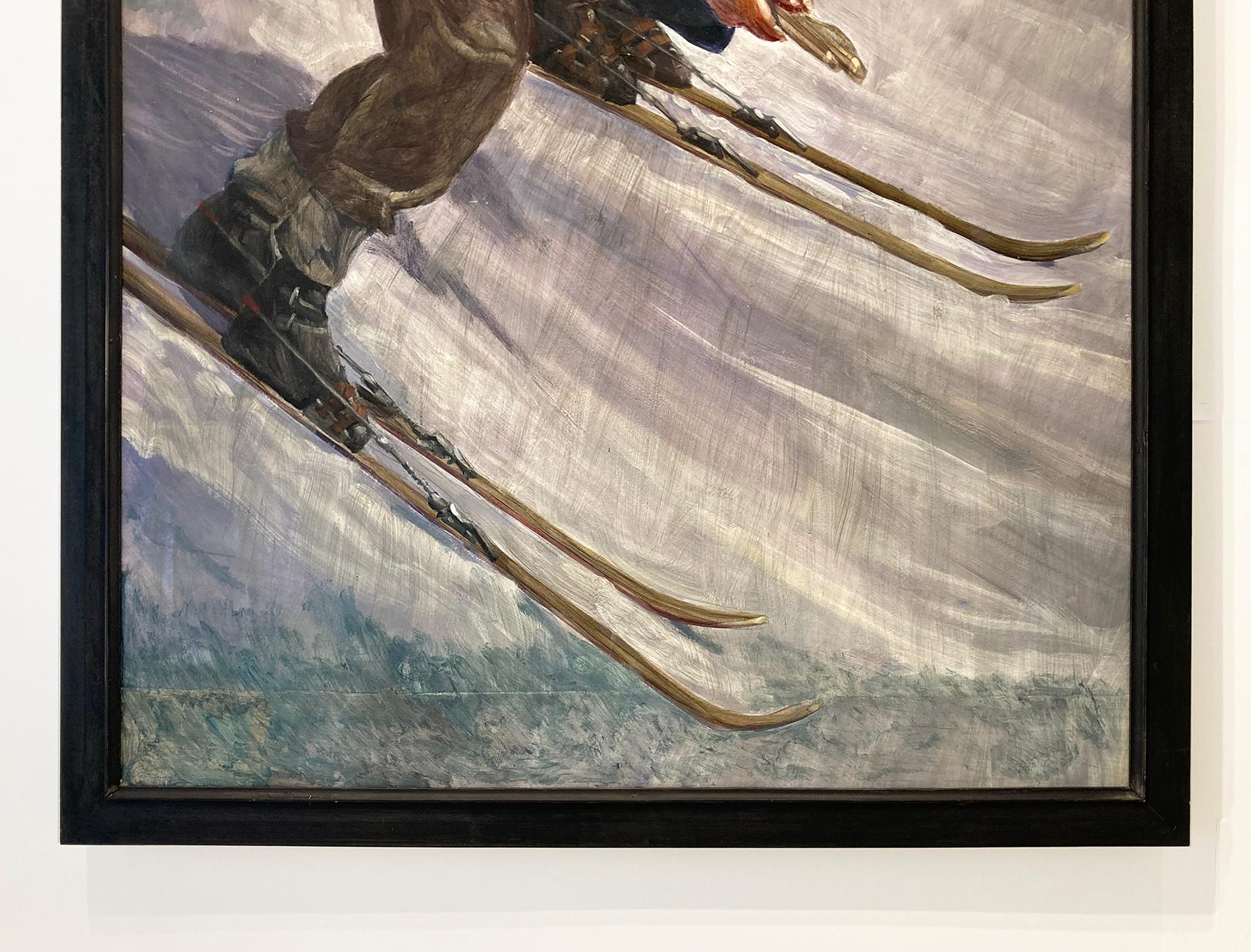 Two Skiers (Figurative Painting of Men in Snow Landscape by Mark Beard) 2