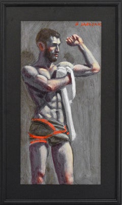 Wrestler: Figurative Painting of an Athlete by Mark Beard, Bruce Sargeant