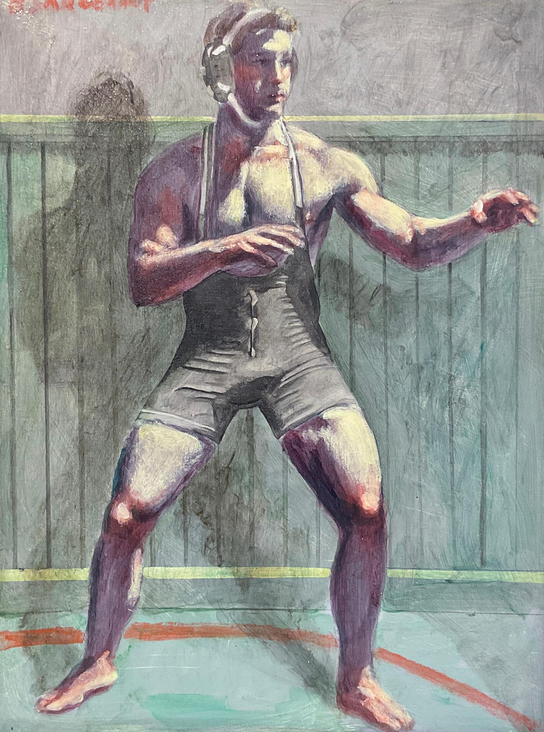Wrestler (Figurative Painting of Athlete by Mark Beard, Bruce Sargeant) 1