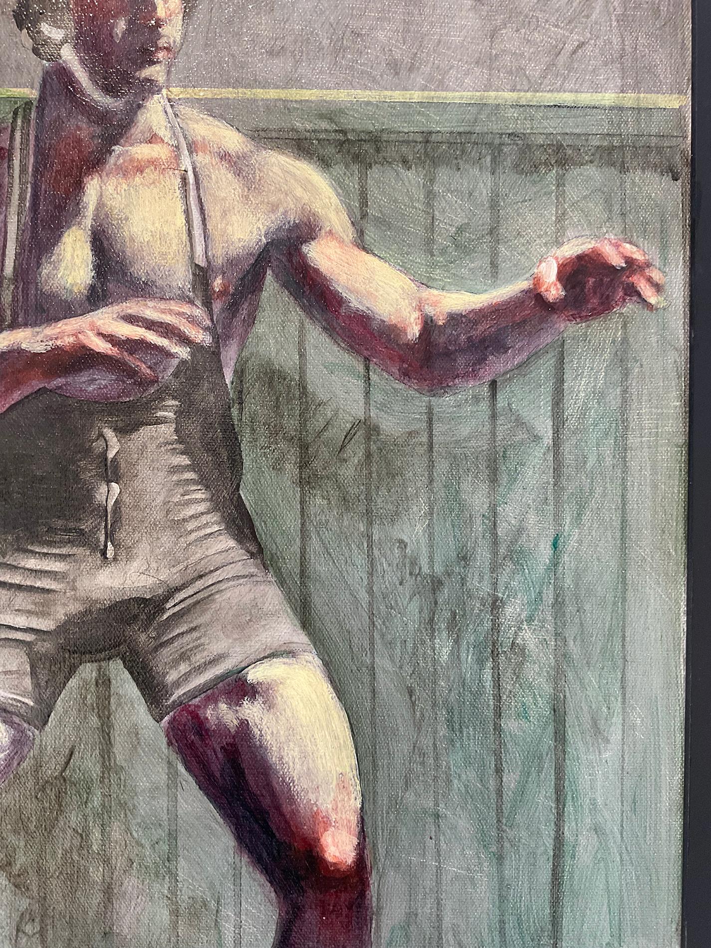 Wrestler (Figurative Painting of Athlete by Mark Beard, Bruce Sargeant) 2