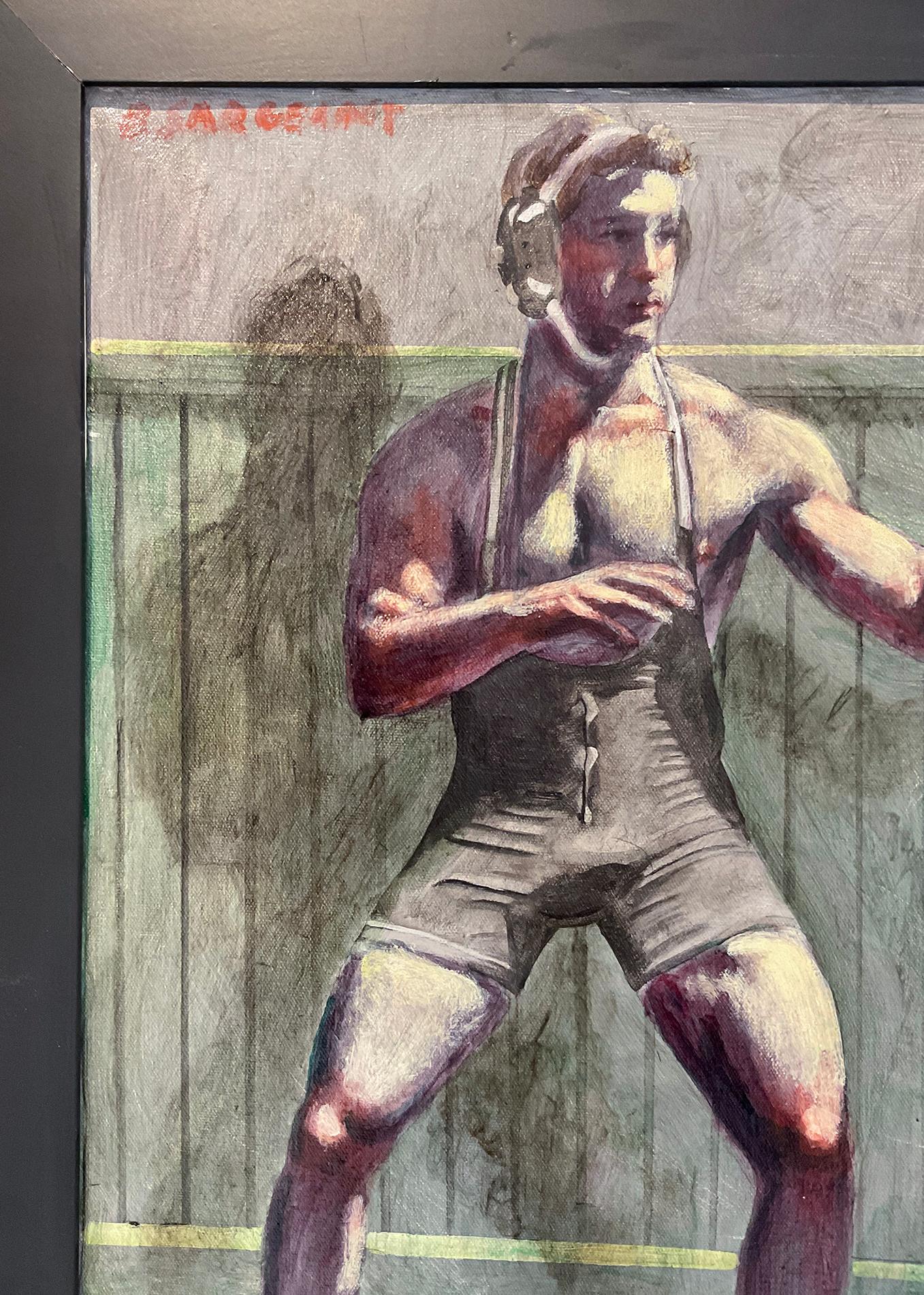 Wrestler (Figurative Painting of Athlete by Mark Beard, Bruce Sargeant) 3