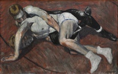 Young Wrestlers (Academic Figurative Painting of Male Athletes by Mark Beard)
