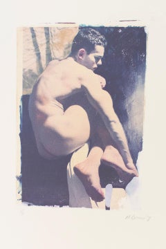 Sans titre 13 (Mark Beard Transfer of Young Male Nude on Rives BFK ( Transfert Polaroid de jeune nu masculin sur Rives BFK)