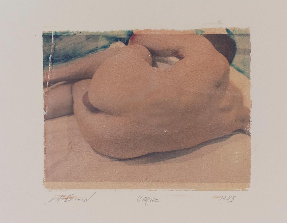 Untitled 19 (Polaroid Transfer of Young Nude Man in Bed on Rives BFK)