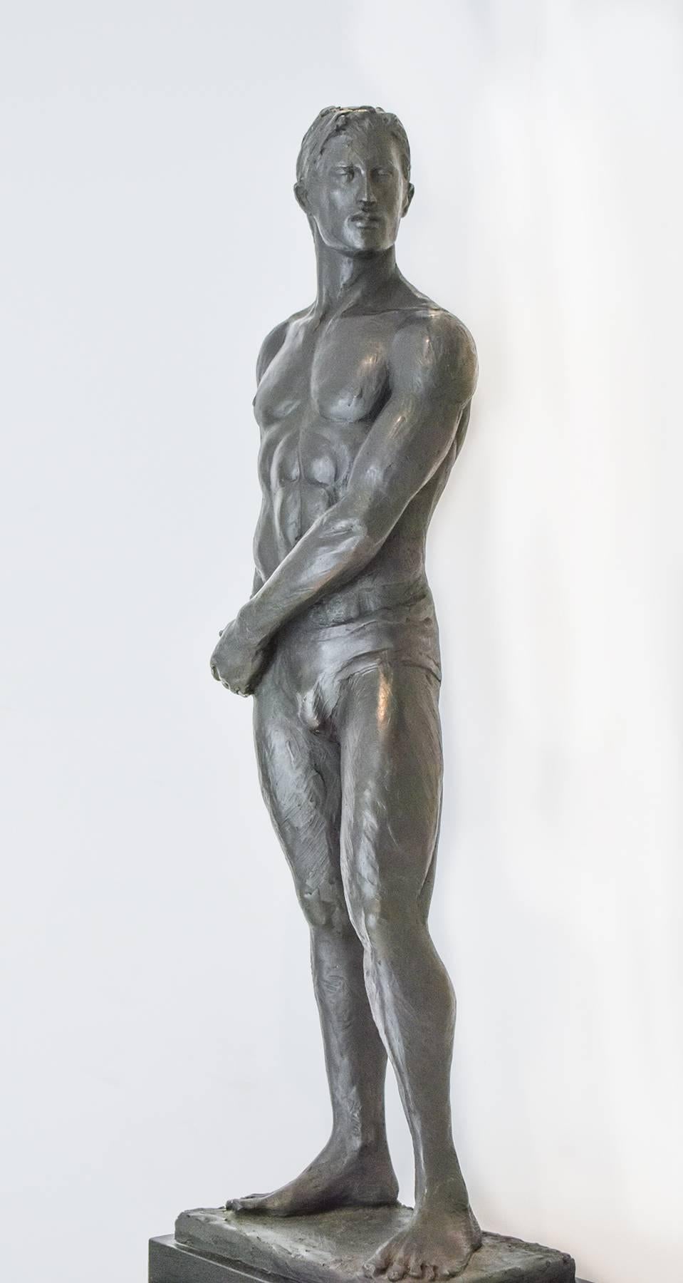 Statue of Athlete, Study: Academic Bronze Figurative Sculpture of Nude Male 1